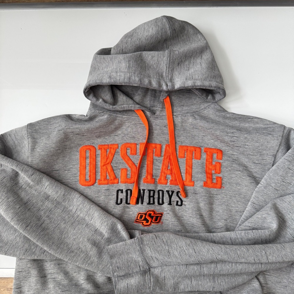 Champion Oklahoma State Cowboys Grey Heathered Hoodie Sweatshirt Mens Large OSU
